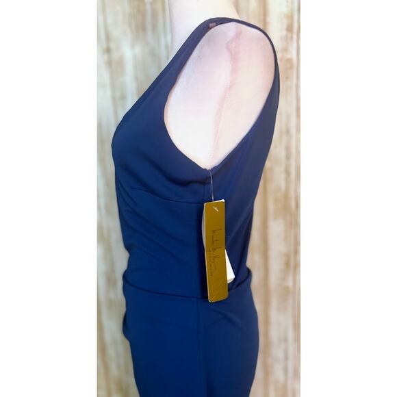 Nicole Miller‎ Blue V-neck & Back Sheath Evening Gown Size 6 NWT - Picture 4 of 8